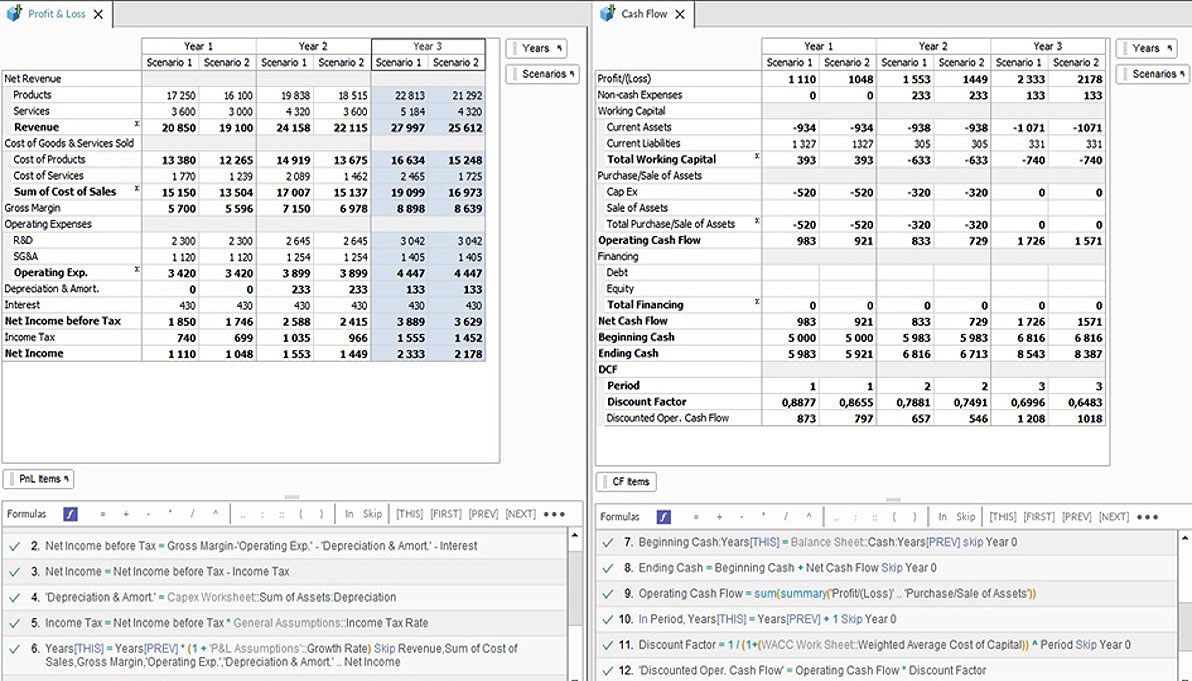 Fig 3. Live example of linked structure in the software