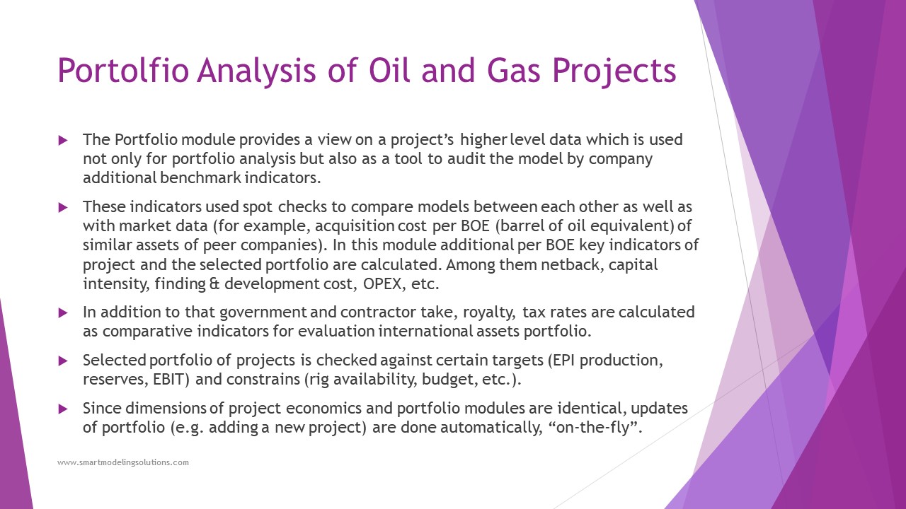 Petroleum Assets Portfolio Simulation with Quantrix