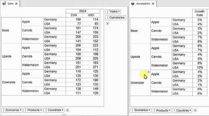 Structure is linked, no need to copy and paste items in contrast to Excel